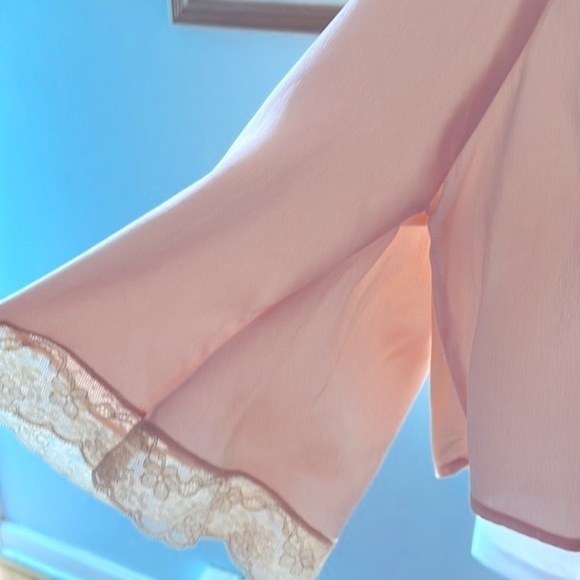 Vintage Satin and Lace Bed Coat with Smocking and Rhinestone Buttons - Picture 4 of 8